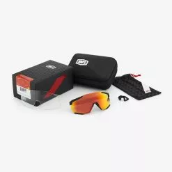 GAFAS 100% RACETRAP SOFT TACT BLACK LENTE HIPER ROJA+TRASP -BICICLETAS Tienda de ventas race5